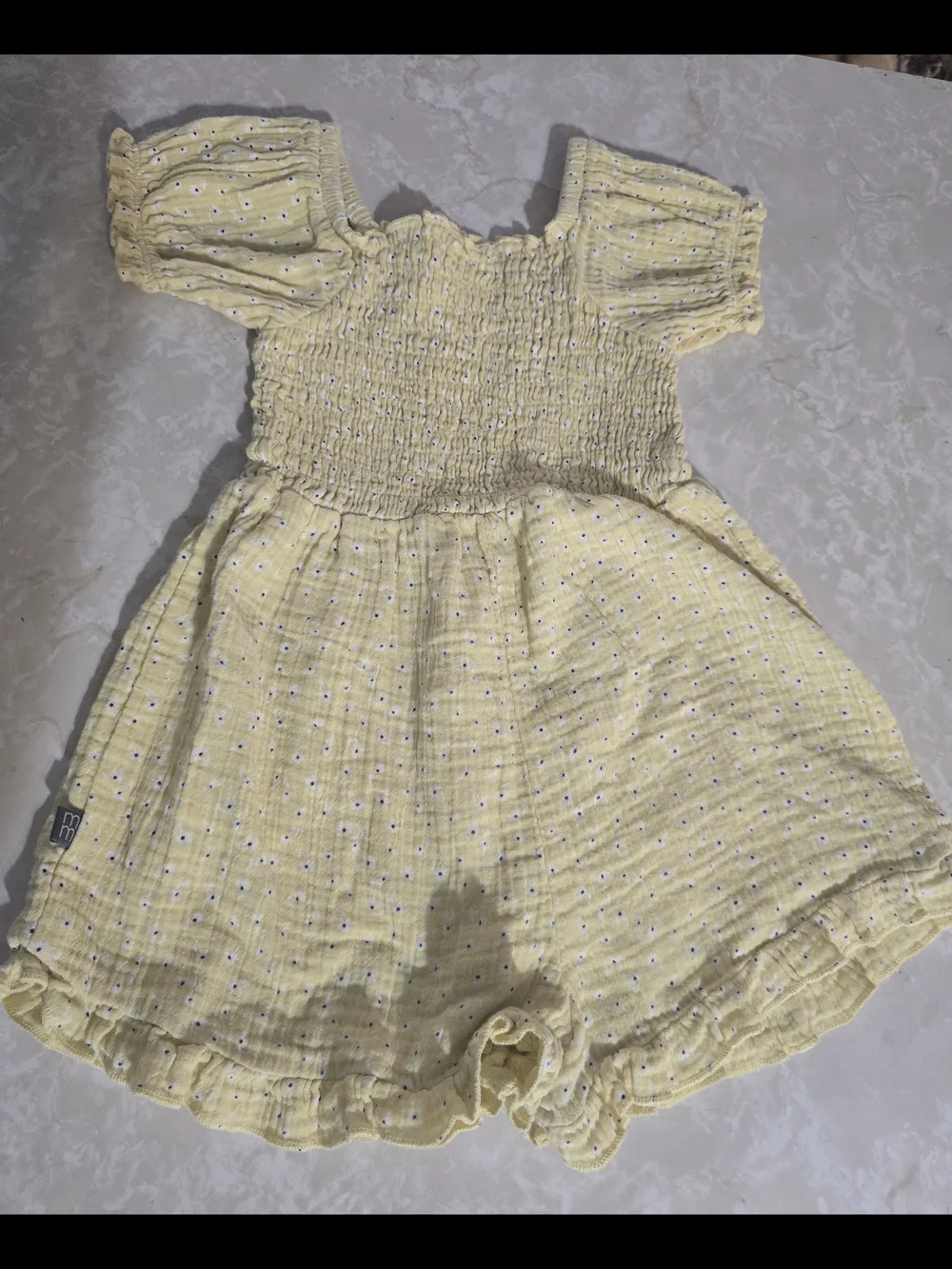 Gerber Pale Yellow Smocked Dot Romper Dress